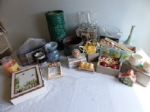 MIXED LOT OF DECOR, CANDLES, MUGS, VASES, COPPER POT AND MORE