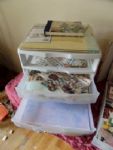 SCRAPBOOKING SUPPLIES 3 DRAWERS FULL, LETTERING KIT, STICKERS, PAPER STACKS, PHOTO ALBUMS FOR STICKER ORGANIZING PLUS MORE