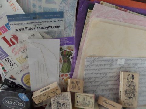 SCRAPBOOKING - LOADS OF PAPER, OVER 60 STAMPS,INK PADS &  STICKERS
