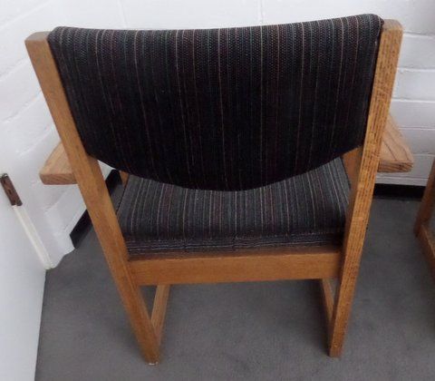 TWO OAK FRAMED UPHOLSTERED SIDE CHAIRS