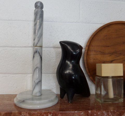 COLLECTIBLE VARIETY LOT - DOLPHIN,   POTTERY OWL, DECANTER, CLEAR SERVING TRAY AND MORE