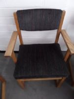 TWO MORE ADDITIONAL OAK CHAIRS WITH UPHOLSTERED CHAIRS
