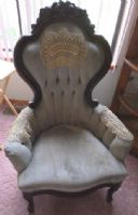 QUALITY FRENCH STYLE UPHOSTERED WITH CARVED WOOD CHAIR