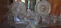VINTAGE FINE CRYSTAL & CUT GLASS - VARIETY OF SERVING ITEMS & GLASS PAPERWEIGHT
