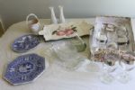 LOVELY GIFT SET OF ITALIAN GOBLETS, SPODE ROOM PLATES, HAND PAINTED ZANOLLI SERVING DISH AND MORE
