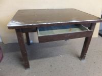 CRAFTERS, HANDYMANS OR GARAGE METAL TABLE WITH TOOL/PENCIL DRAWER