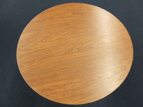 ROUND RETRO FORMICA TOPPED TABLE WITH STEAL LEGS