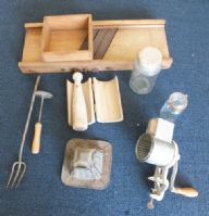 ANTIQUE, RUSTIC KITCHEN TOOLS, GRATER, CHOPPER, TOASTER & MORE