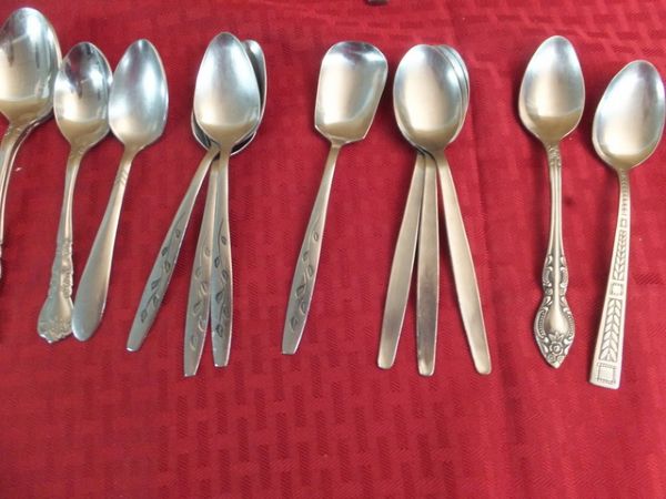 WILDLY RANDOM 51 PIECES OF STAINLESS  FLATWARE
