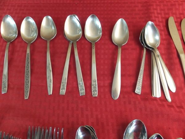 WILDLY RANDOM 51 PIECES OF STAINLESS  FLATWARE