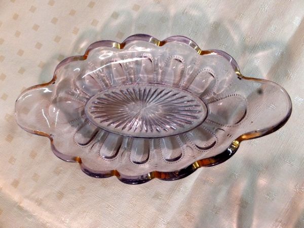 EARLY AMERICAN PRESSED GLASS - 3 PURPLE DISHES