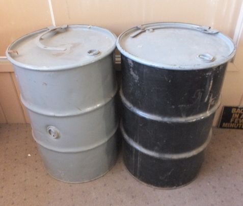 TWO 55-GALLON DRUMS WITH LIDS