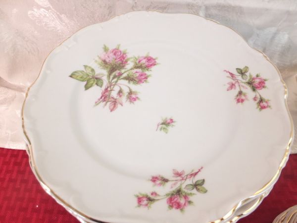 VINTAGE BARVARIA, GERMANY CHINA DINNER & SALAD PLATES & BERRY BOWLS - Lot #73 matches this set.