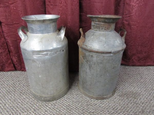 TWO LARGE VINTAGE MILK CANS