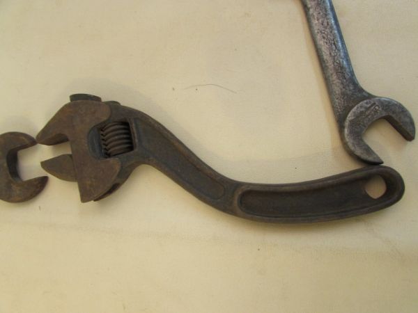 ANTIQUE & VINTAGE IRON WRENCHES - UNIQUE SHAPES & EMBOSSED NAMES  