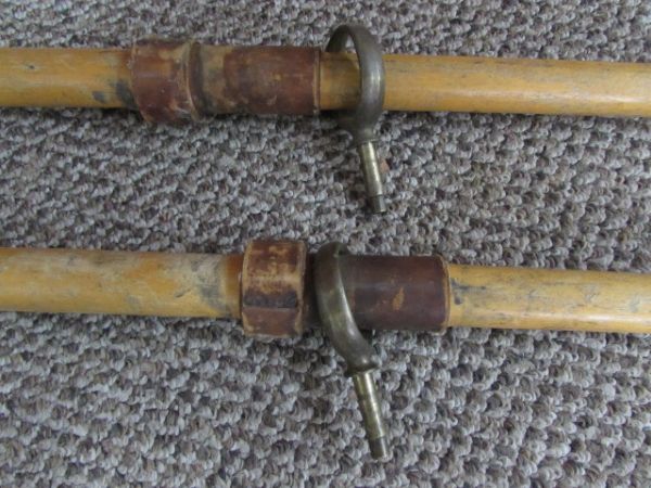 TWO WOODEN OARS WITH LOCKS FOR RAFT OR OTHER BOAT.