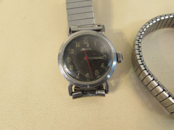 LOT OF WATCHES LOT - VINTAGE ALPINA MILITARY STYLE BLACK DIAL