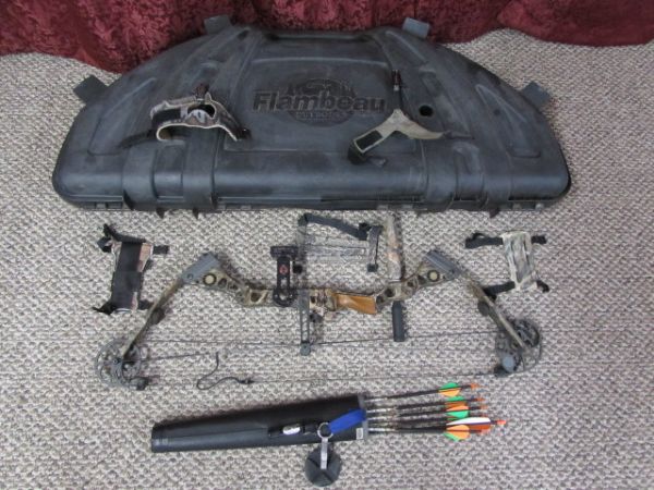 MATHEWS COMPOUND BOW WITH  HARDCASE, TRIGGER RELEASES & MORE