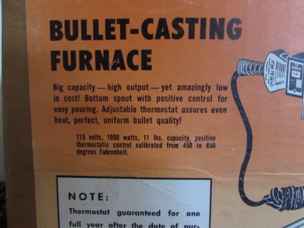 LYMAN MOLD MASTER BULLET CASTING FURNACE WITH MOLDS & LEAD