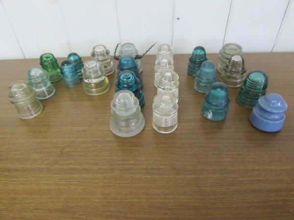 VINTAGE INSULATOR COLLECTION - MANY GLASS TYPES & A HUGE METAL & CERAMIC INSULATOR