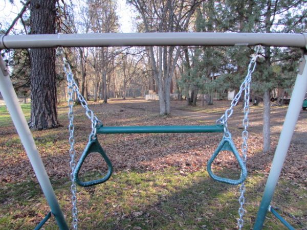 CHILD'S SWING SET WITH SLIDE, GLIDER, WHIRLY-TWIRL & MORE!