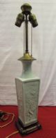 VINTAGE/ANTIQUE ASIAN STYLE PORCELAIN VASE  LAMP W/ CARVED WOOD BASE