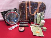 NEW BEAUTY SUPPLIES FROM CLUB A & WEI EAST PLUS TOTE & HANDY HOOK MIRROR