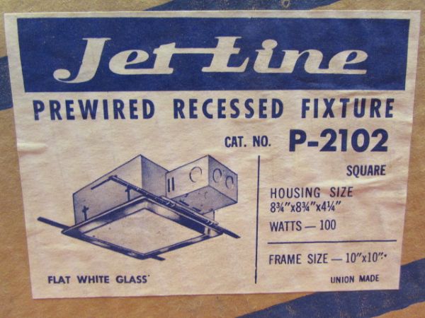 NEW OLD STOCK -JETLINE PREWIRED RECESSED LIGHT FIXTURE, NEVER OPENED