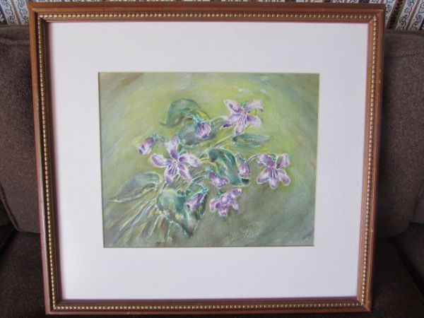 PRETTY VINTAGE ORIGINAL WATER COLOR IN MATCHING DIMENSIONAL FRAME