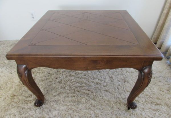 MATCHING CARVED WOOD SIDE TABLE - LOVELY!