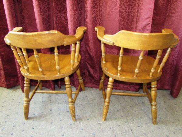 TWO WINDSOR CAPTAINS CHAIRS