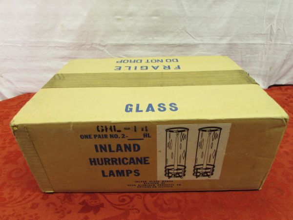 A PAIR OF INLAND HURRICANE LAMPS NEW IN BOX!