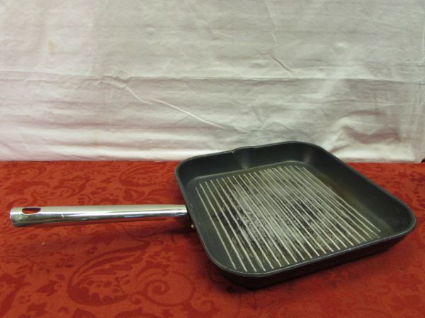 QUALITY COOKWARE WEST BEND MIRACLE MAID POTS, ENAMELWARE STOCK POT, SQUARE GRILL & MORE