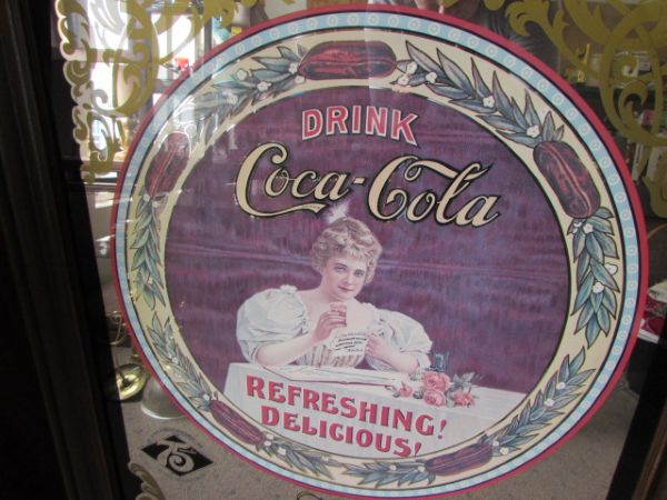 REFRESHING!  DELICIOUS!  LARGE VINTAGE 75TH ANNIVERSARY COCA COLA MIRROR