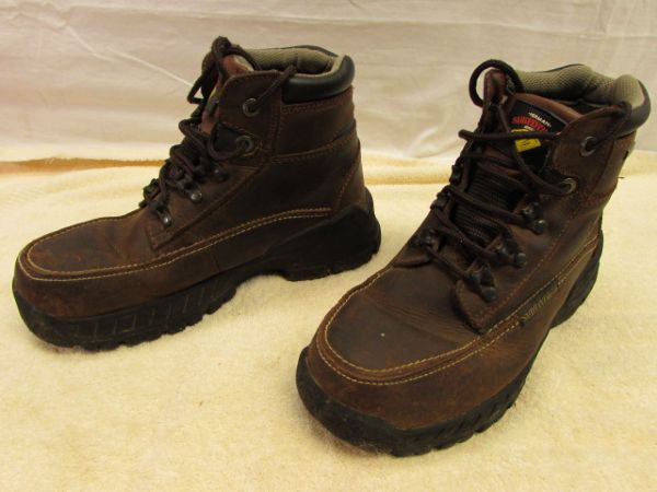 TAKE A HIKE - MEN'S LEATHER HIKING BOOTS, COLUMBIA JACKET & LEATHER BELT 