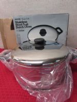 NEVER USED IN THE BOX, STAINLESS STEEL 5 QT. DUTCH OVEN