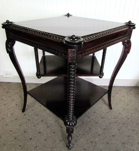 STUNNING ANTIQUE SIDE TABLE WITH BALL & CLAW FEET