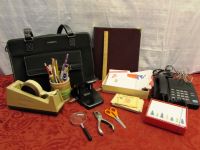 OFFICE SUPPLIES FOR AT HOME & ON THE GO - NINE WEST TOTE, HOLE PUNCH, PHONE, TAPE DISPENSER & MORE