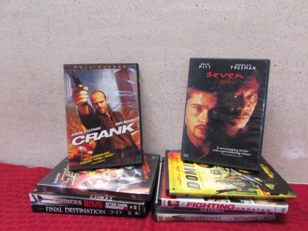 FIFTEEN DVD'S INCLUDING ACTION, COMEDY . . . .