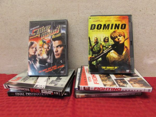 FIFTEEN DVD'S INCLUDING ACTION, COMEDY . . . .