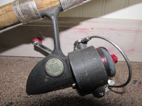 TWO VINTAGE ROD & REEL COMBOS GARCIA MITCHELL DAM QUICK