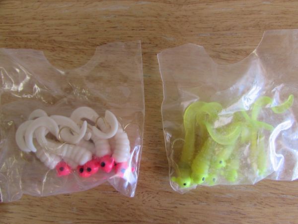 MINI PLASTIC CRAYFISH AND TWIL TAIL JIGS IN TACKLE BOX
