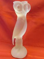 ADORABLE VINTAGE HAND BLOWN GLASS OWL STATUE - 12" TALL