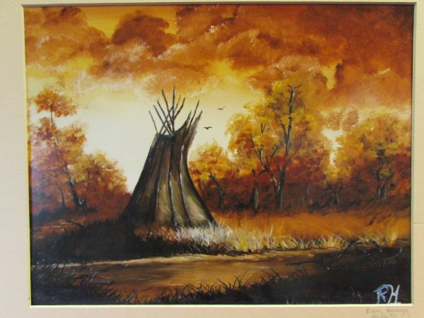 BEAUTIFUL RON HEAGY MOUTH ART SIGNED BY ARTIST - RUSTIC COUNTRY SCENES