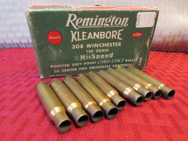 308 AMMO - 2 1/2 BOXES REMINGTON KLEANBORE, A BOX OF WINCHESTER SILVERTIP & CARTRIDGES