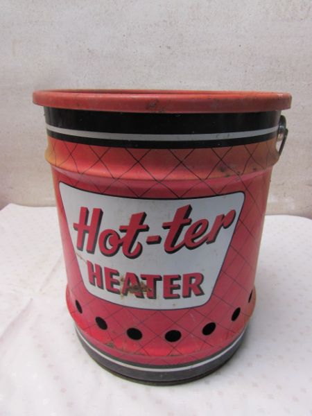 VINTAGE TIN PAIL HOT-TER HEATER BY VULCAN