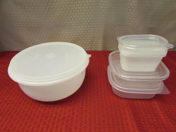  TUPPERWARE, NEVER USED FOOD STORAGE CAROUSEL ORGANZER & MORE