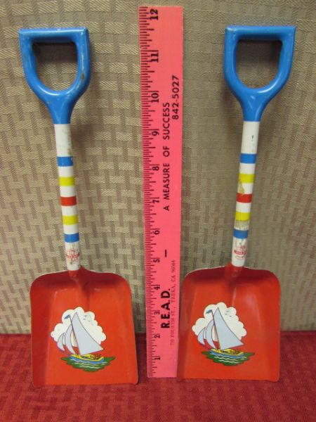 TWO 1940-1950'S METAL CHILDS SAND SHOVELS
