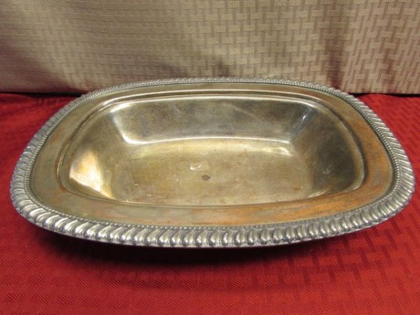 ANTIQUE SHELL SOAP DISH, ELEGANT BLUE FLORAL PITCHER, FRENCH BUTTER DISH, SILVER ON COPPER TRAY & MORE 