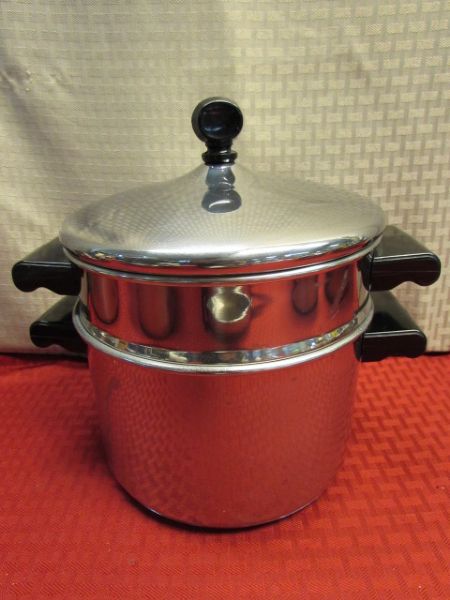 POTS 'N PANS - 18/10 STAINLESS STEEL FARBERWARE, 3 QT 3 PIECE STEAMER & MORE